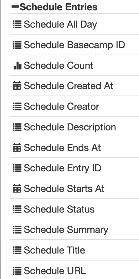 Basecamp Schedule Entries